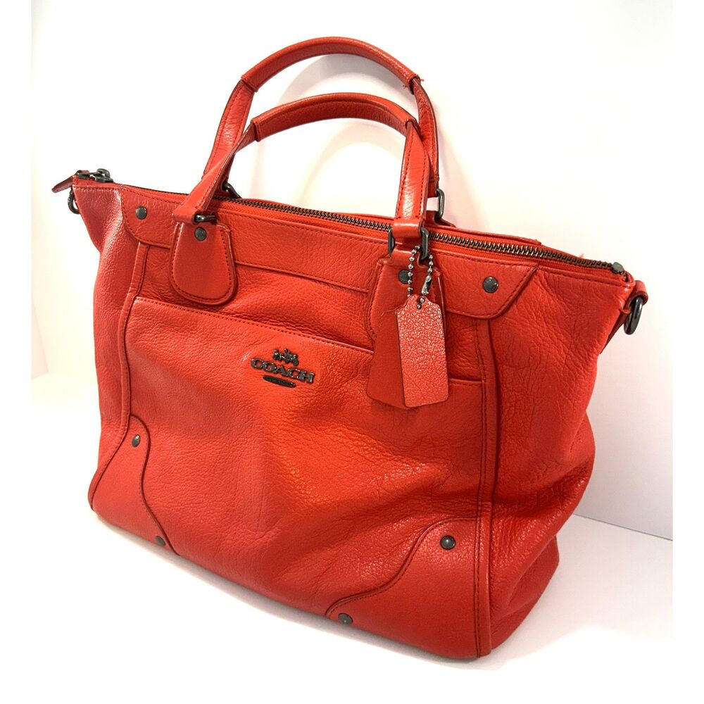 Coach Mickie Leather Satchel Crossbody & Matching Wallet Set - Cardinal Red - Picture 7 of 16